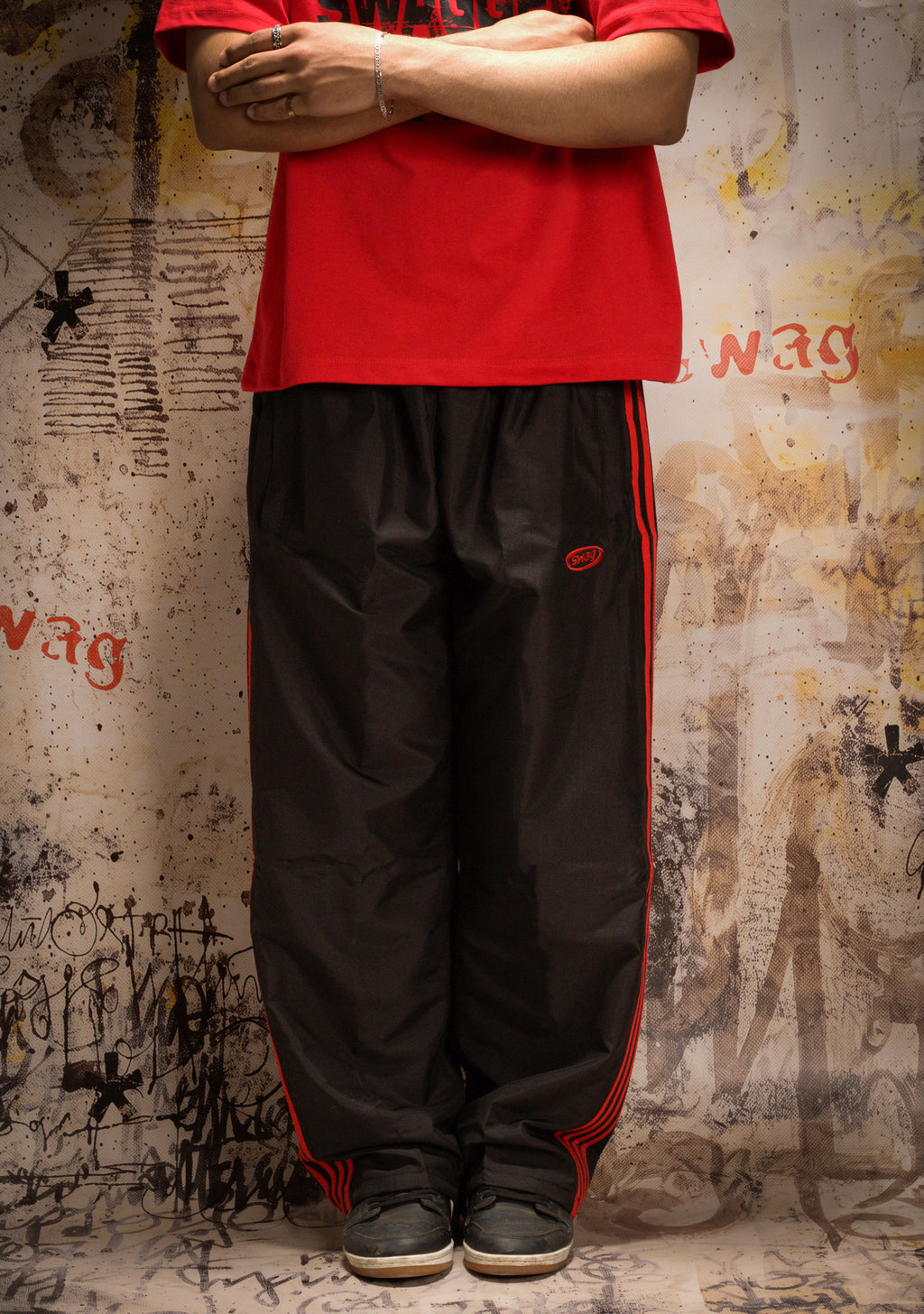 llllSTRIPS TRACK PANTS (bloody wave01)