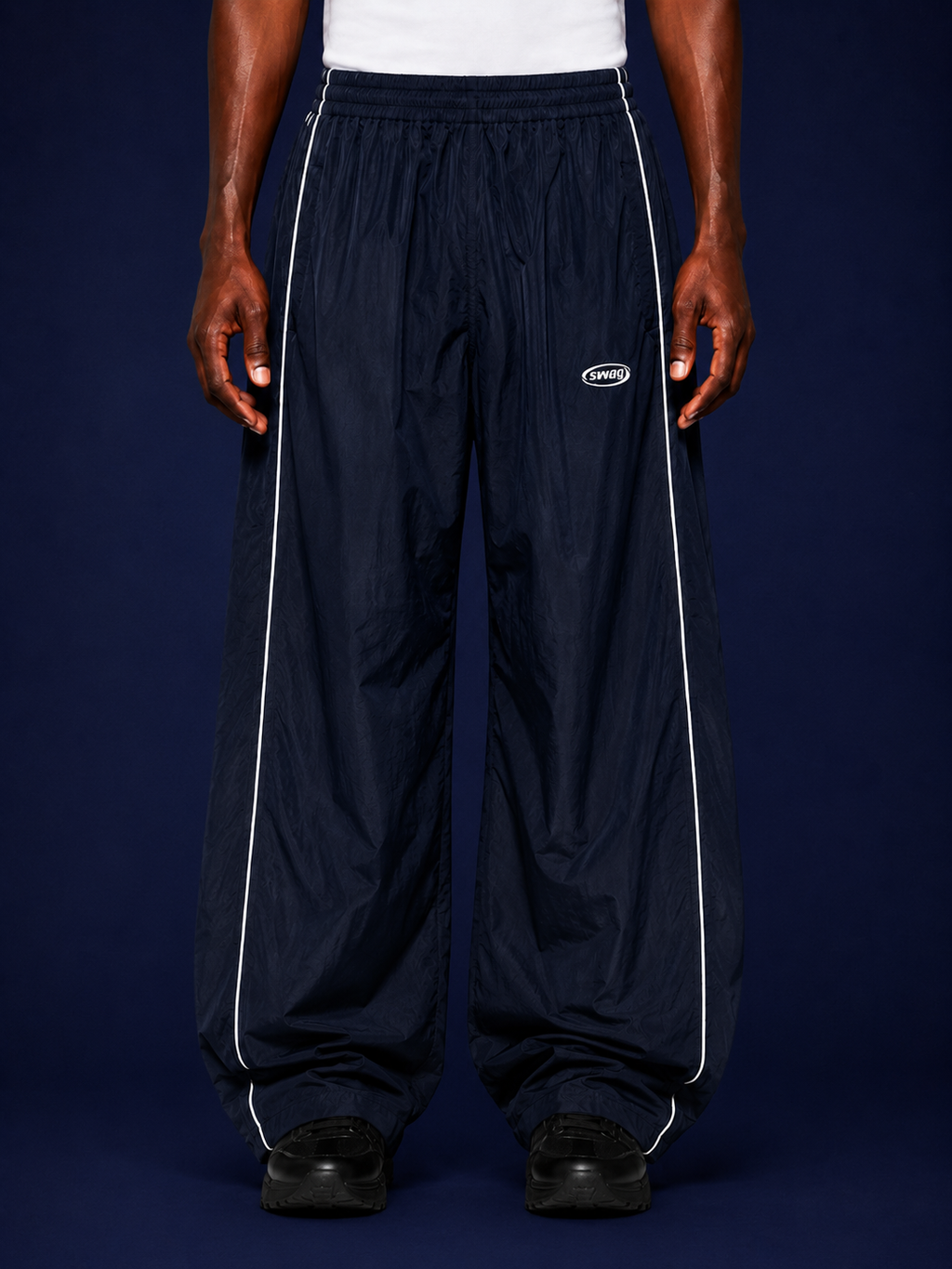 SWAG TRACK PANTS (NAVY) '' 2 LINES ''