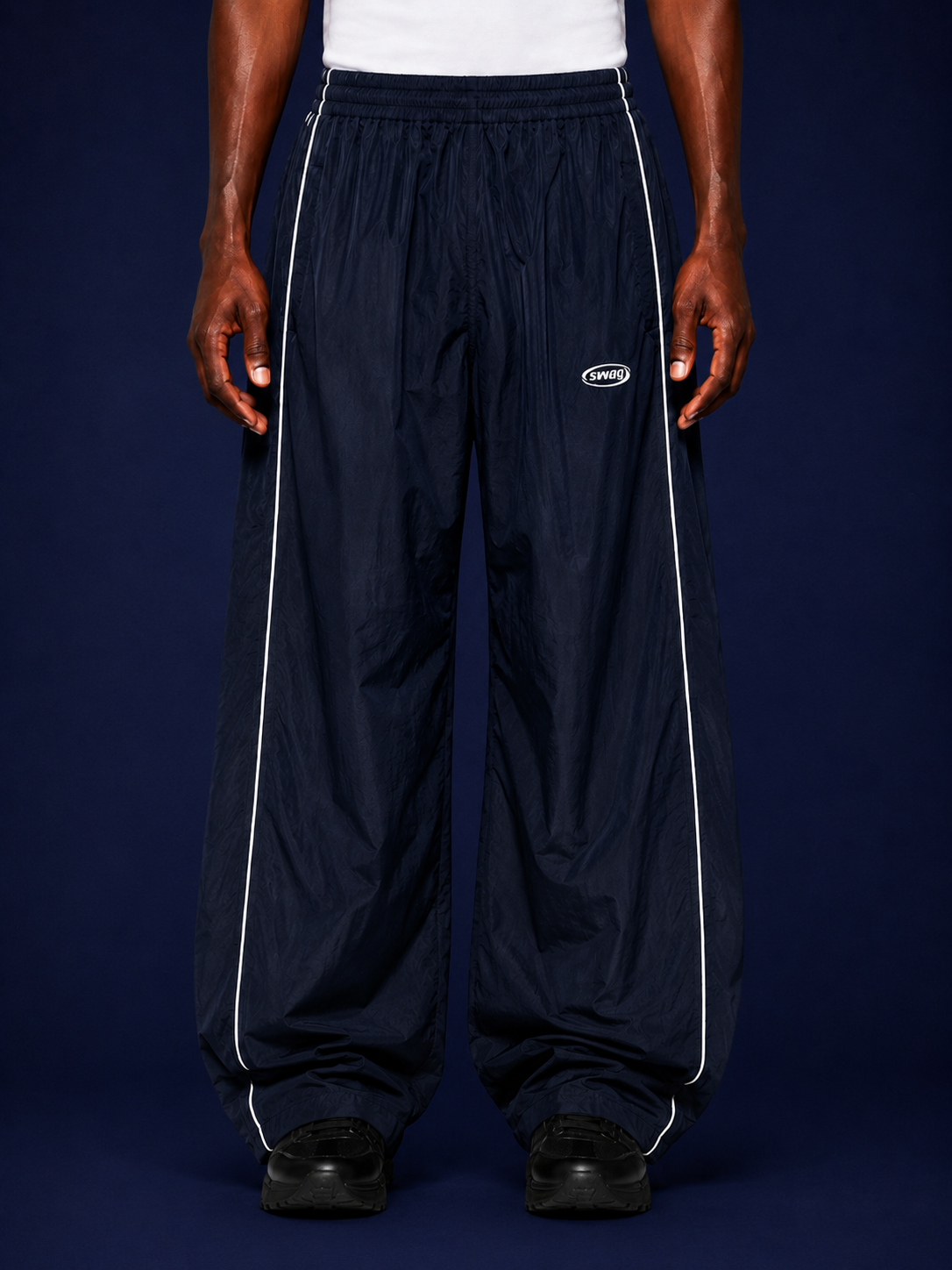 SWAG TRACK PANTS (NAVY) '' 2 LINES ''