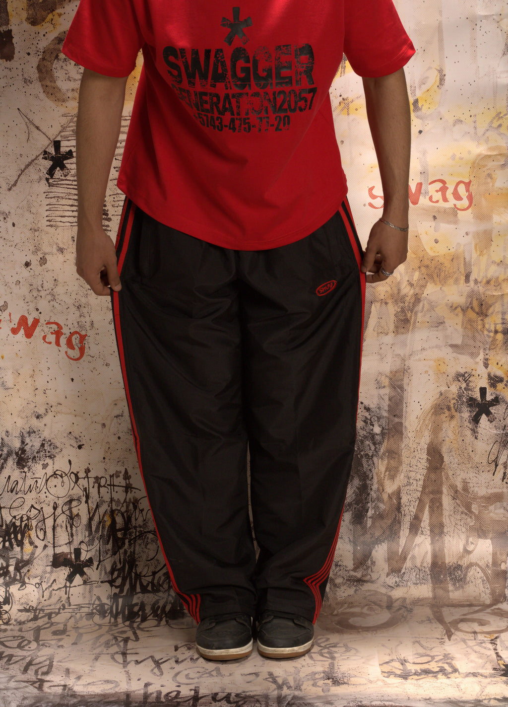 llllSTRIPS TRACK PANTS (bloody wave01)