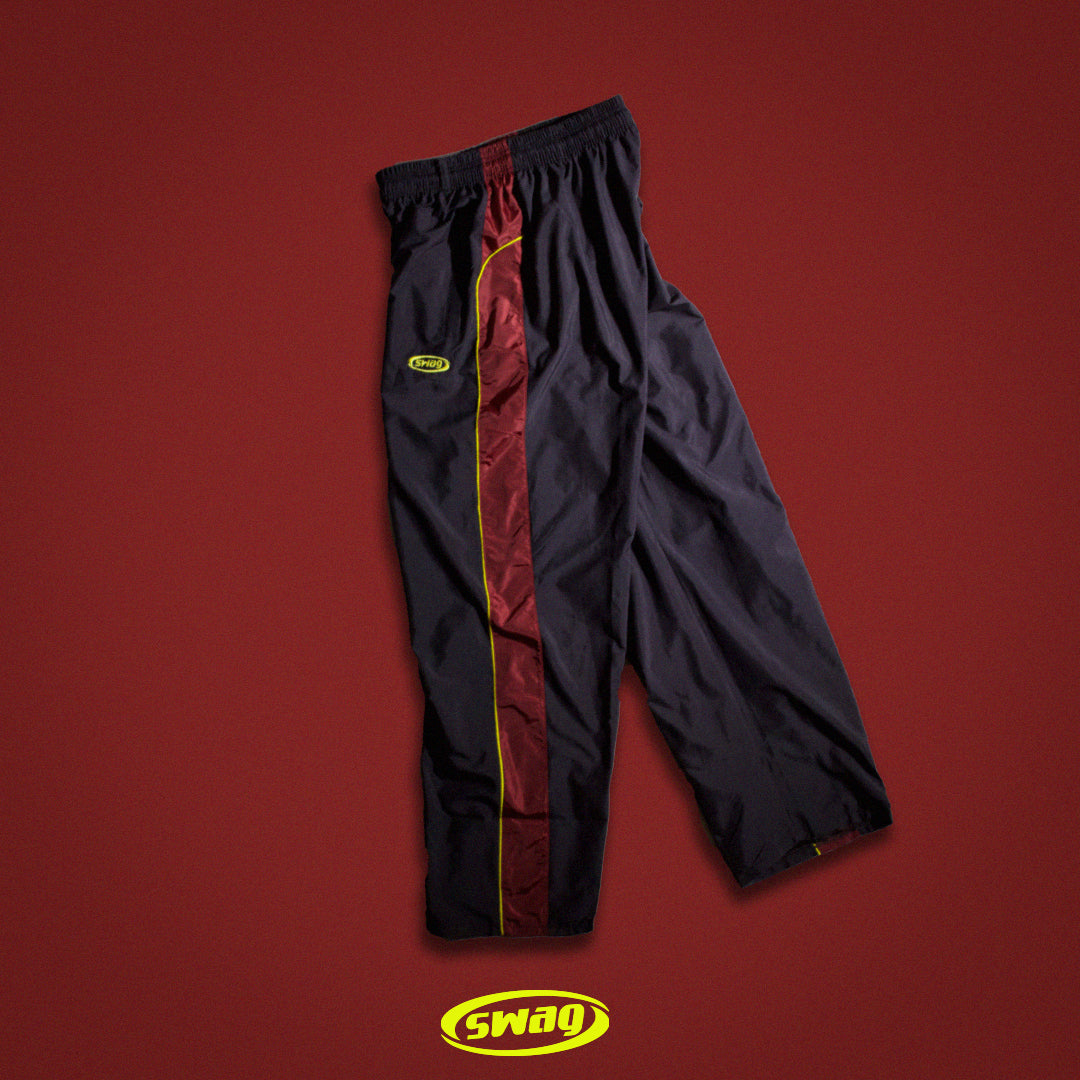 SWAG TRACK PANTS (burgundy & yellow)