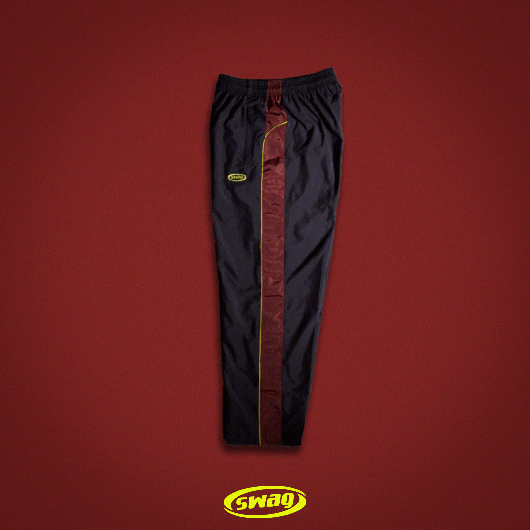 SWAG TRACK PANTS (burgundy & yellow)